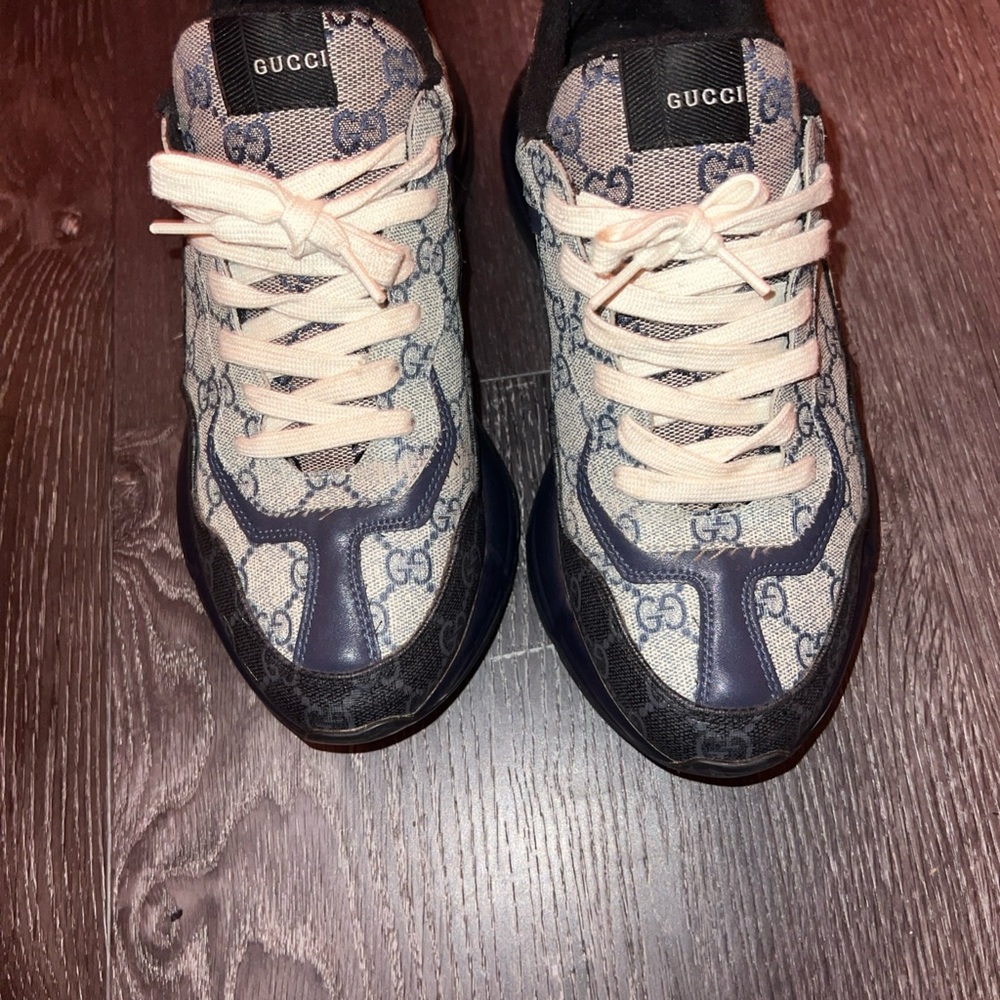 Gucci Kids Navy and Cream Patterned Sneakers